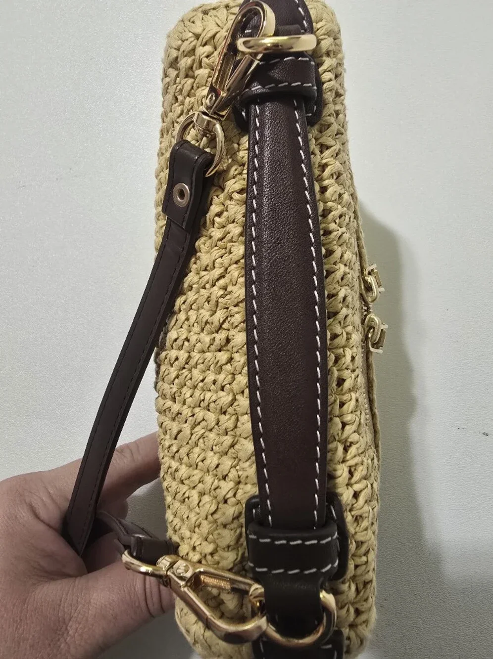 Tory Burch Romy Straw Slim Top Handle Bag